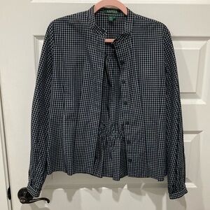 Ralph Lauren Black and White Checkered Blouse